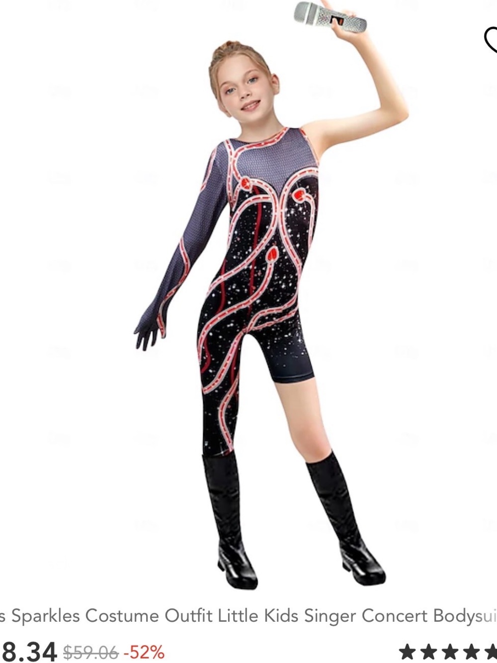 Kids Black & Pink Sparkle Singer Concert Bodysuit